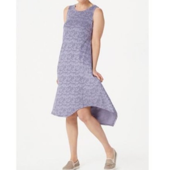 LOGO by Lori Goldstein Dresses & Skirts - LOGO Jacquard Tank Dress with Asymmetric Hem 2540